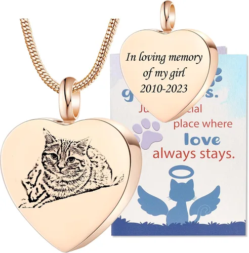 Miniatura 18 de Fanery Sue Collar personalizado para cenizas de mascotas para perros y gatos, foto y texto personalizados, regalo de condolencia, regalo de cremación
