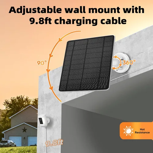 Miniatura 3 de Panel solar compatible con puerto USB tipo C de cámara anular, con cable de 9.8 pies, para Spotlight Cam Plus/Pro (batería) Stick Up Cam/Pro