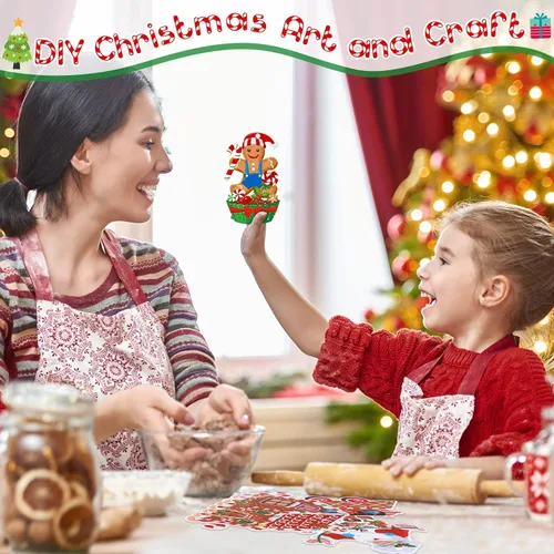 Miniatura 4 de Civaner Juego de 24 juegos de manualidades de Navidad para niños, adornos de pan de jengibre, decoración de árbol de Navidad, kit de manualidades