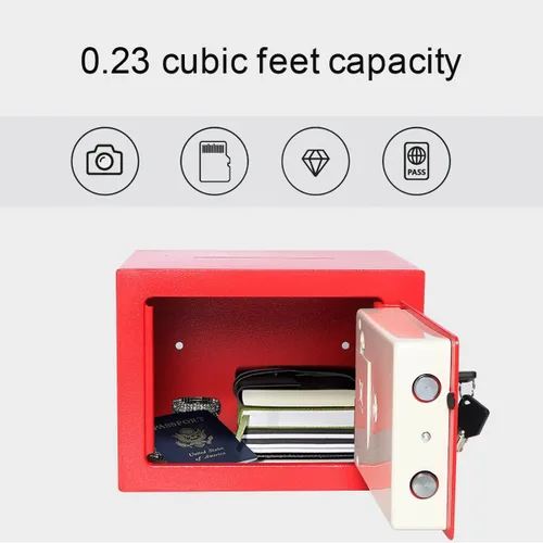 Miniatura 3 de Jssmst Caja de seguridad pequeña para dinero, mini caja fuerte de 0.23CF con teclado electrónico, caja con cerradura para seguridad del hogar