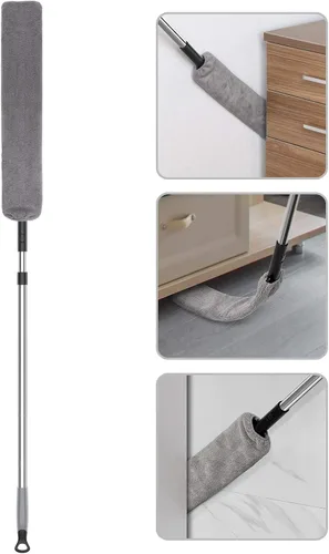 Miniatura 6 de MR.SIGA Plumero Flexible de Microfibra Largo para Limpieza de Espacios, Mango Ajustable de Acero Inoxidable, Plumero de Limpieza de Espacios Lavable