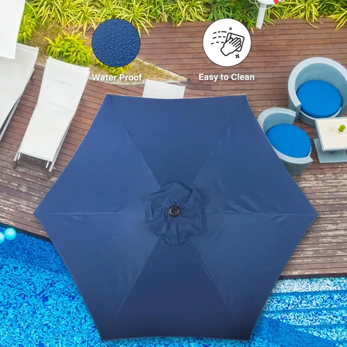 Miniatura 2 de Simple Deluxe sombrilla de patio de 7.5 pies, sombrilla de mesa para exteriores, sombrilla de jardín con botón de inclinación/manivela, 6 varillas