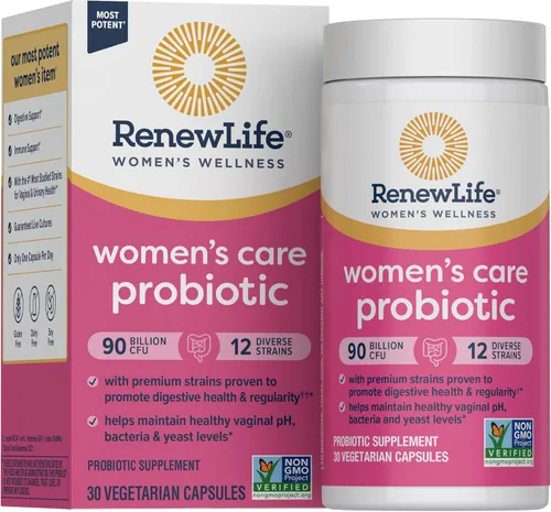 Renew Life Cápsulas probióticas para mujeres, apoya el equilibrio del pH para mujeres, salud vaginal, urinaria, digestiva e inmunológica, L.