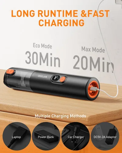 Miniatura 6 de OXILAM Aspiradora de Coche Aspiradora de Mano Portátil Inalámbrica - 14000 PA Alta Potencia, Sopla y Aspira 2 en 1, Hasta 30 Minutos
