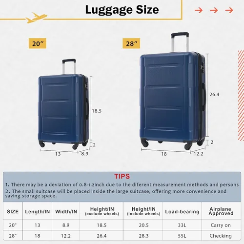 Miniatura 106 de Merax Equipaje, maleta extensible rígida con ruedas giratorias ligeras, Negro -, 40/48/52