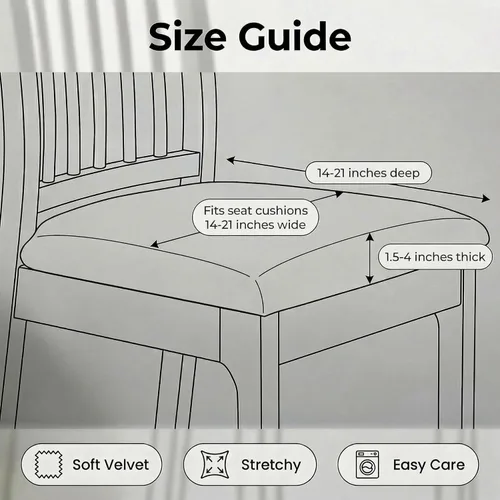 Miniatura 5 de Deisy Dee Fundas de asiento de terciopelo para sillas de comedor, juego de fundas para sillas de comedor (4, azul bebé)
