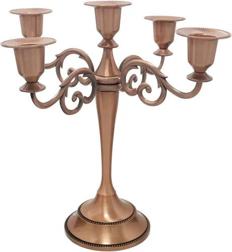 Miniatura 21 de Candelabro de 3 brazos de metal – Portavelas para candelabros para eventos formales, bodas, iglesia, decoración festiva, Halloween – Soporte Cobre