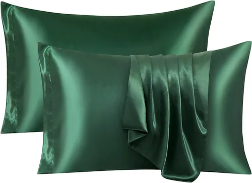 Miniatura 25 de Ersmak Juego de 2 fundas de almohada de satén estándar, ultra suaves y sedosas para cabello y piel, resistentes a las arrugas a la decoloración