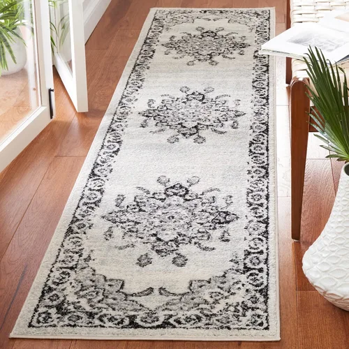 SAFAVIEH Tulum Collection - Alfombra para pasillo, 2 x 9 pies, diseño de medallón, no desprende pelusa y fácil de limpiar, ideal para sala de estar,