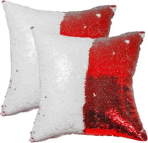 Miniatura 19 de JYFLZQ - Fundas de almohada de lentejuelas sublimadas en blanco 40.6 x 40.6 cm - Juego de 2 fundas reversibles con lentejuelas para almohadas