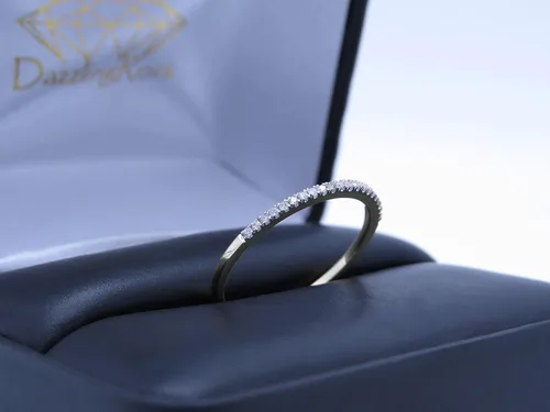 Miniatura 4 de Dazzlingrock Collection 0.08 Cttw Round White Diamond Minimalist Stackable Wedding Band for Women in 18K Solid Gold