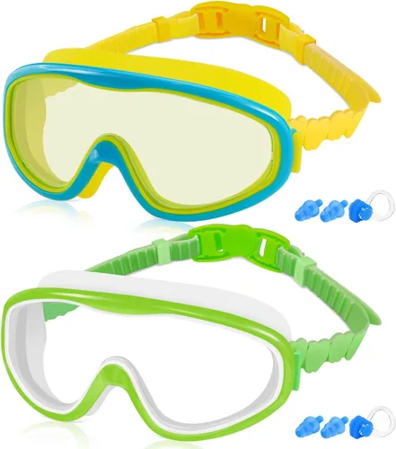 Miniatura 14 de COOLOO Gafas de natación para niños de 3 a 15 años, paquete de 2 gafas para nadar con cubierta para la nariz, sin fugas, antiniebla, impermeables