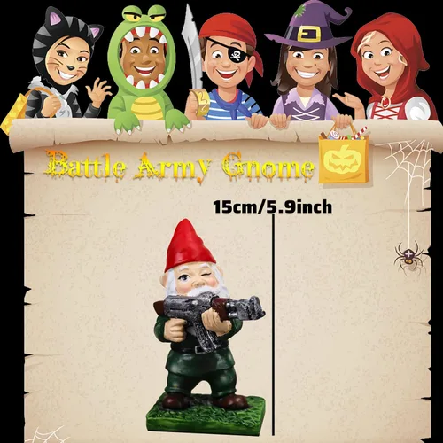 Miniatura 4 de nezababy Gnomos militares de jardín con pistolas, divertidos gnomos del ejército, estatuas para exteriores, escritorio travieso, decoración de patio
