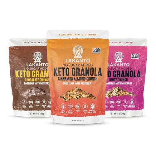 Miniatura 13 de Lakanto Berry Crunch Granola - Delicioso Snack, Cereal para Desayuno Rápido, Apto para Keto, Edulcorante de Fruta del Monje, Sin Azúcar Añadida