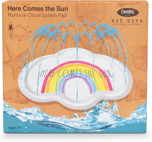 Miniatura 6 de Rae Dunn x CocoNut Float Rainbow Cloud Splash Pad – Here Comes The Sun Theme – Juguete de agua duradero – Seguro y divertido rociador de patio