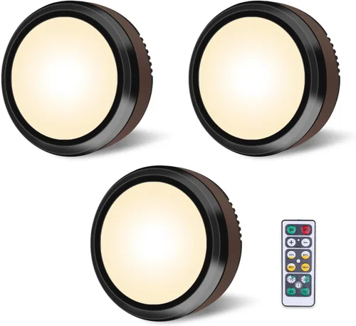 LEASTYLE Luces de disco con control remoto, iluminación para debajo del gabinete con temporizador regulable, luz adhesiva debajo de la encimera para