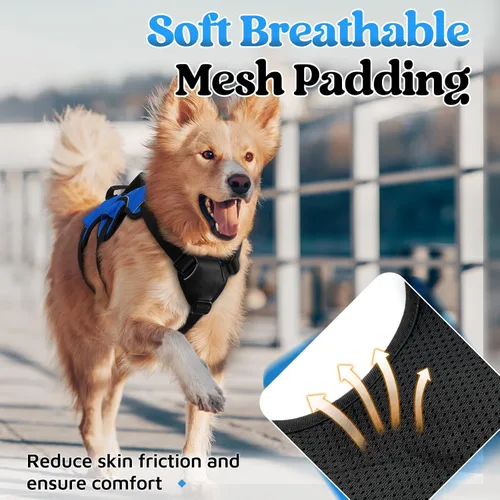 Miniatura 6 de rabbitgoo - Arnés para perro a prueba de fugas, arnés para mascotas acolchado suave de cuerpo completo, arnés reflectante ajustable sin tirones