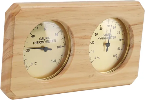 Miniatura 6 de 2 in 1 Sauna Thermometer and Hygrometer,Wooden Sauna Thermometer Hygrometer with Temperature and Humidity Measurement, Wall Mounted for Hotel Sauna
