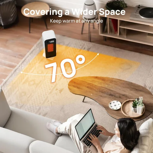 Miniatura 8 de FLANUR Calentadores de espacio para uso en interiores, calentador eléctrico portátil inteligente con termostato, WiFi y control de voz, temporizador