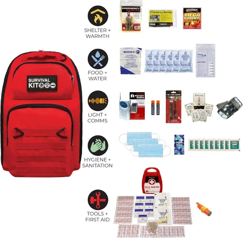 Miniatura 2 de Kit de supervivencia preparado para 1-4 personas, 72 horas para preparación ante desastres, bolsa de emergencia con alimentos y agua, primeros