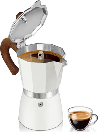 Miniatura 19 de Cafetera de café para estufa, cafetera de expreso de 3 tazas, olla de moka de aluminio, percolador de 5 oz 150 ml, fácil de preparar para estufas