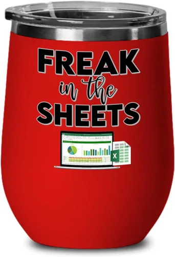 Miniatura 3 de Freak In The Sheets Excel Wine Tumbler for Accountant CPA Accounting Thank You Appreciation Ideas for Boss Coworker Office Humor 12 oz Powder Coated