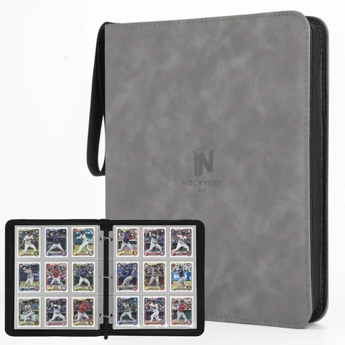 Miniatura 25 de Carpeta Premium de Tarjetas Coleccionables con más de 1000 bolsillos, Carpeta de 16 bolsillos sin anillo de carga lateral para cartas de Negro