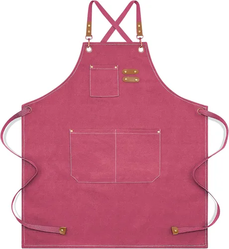 Miniatura 12 de Delantal para hombres y mujeres con bolsillos, lona de algodón, espalda cruzada, resistente, ajustable, delantal de trabajo Verde