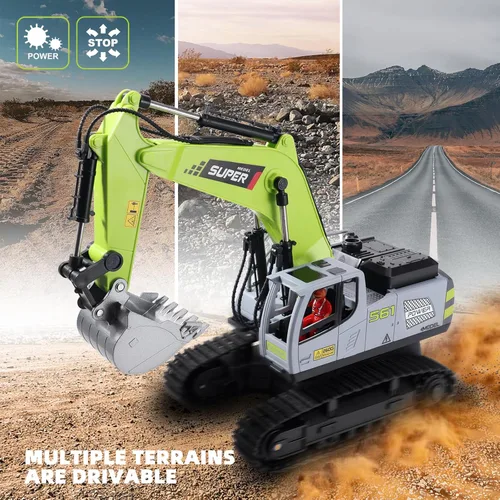 Miniatura 6 de ViRockSign - Excavadora de control remoto de juguete para niños, excavadora de construcción de juguete RC de 16 canales con control de velocidad