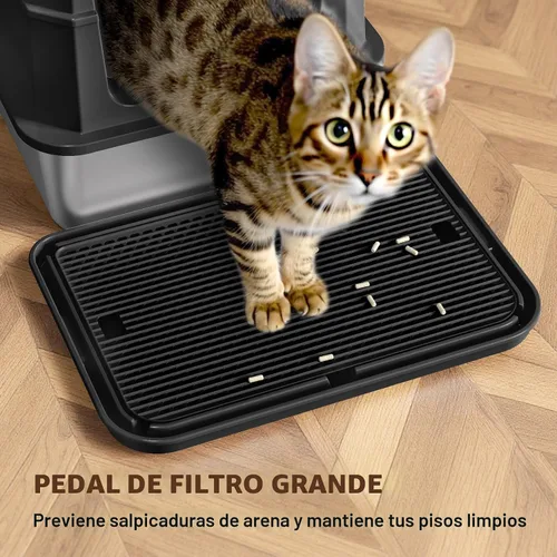 Miniatura 8 de Caja de arena de acero inoxidable con tapa, caja de arena metálica cerrada anti-fugas, bandeja de arena para gatos extra grande con tapa abatible