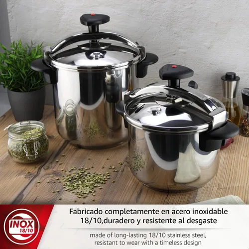 Miniatura 3 de Magefesa Star Recta - Olla a presión tradicional 14L, acero inoxidable 18/10, para todo tipo de cocinas, inducción, 3 sistemas de seguridad