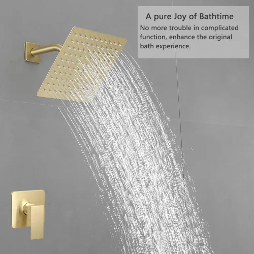 Miniatura 2 de Juego de grifo de ducha dorado cepillado para baño, sistema de cabezal de ducha de 8 pulgadas, kit de molduras de ducha de una sola manija con Oro
