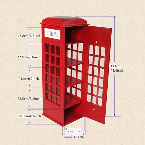 Miniatura 3 de Estantería de madera de 5 niveles con forma de cabina telefónica, bonita estantería de pie para niños y adultos, estante de almacenamiento de madera