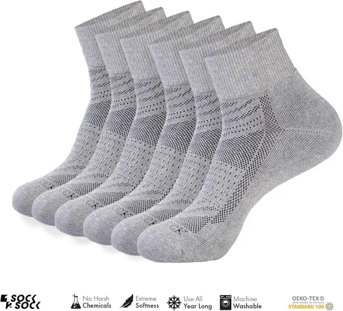Miniatura 2 de 1SOCK2SOCK Paquete de 6 calcetines deportivos de algodón para hombres y mujeres, de algodón, corte bajo, calcetines para correr