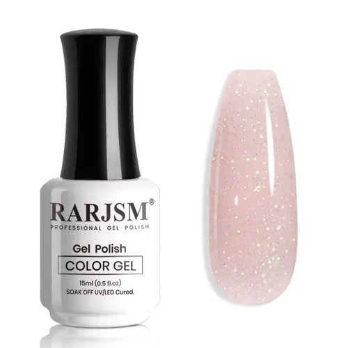 Miniatura 51 de RARJSM Esmalte de Uñas en Gel Rosa con Purpurina Nude, Rosa Brillante con Pigmento Dorado Brillante, Esmalte de Uñas en Gel Gelatinoso Transparente