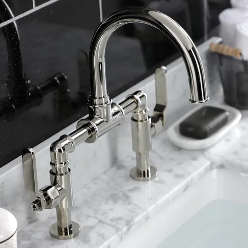 Miniatura 4 de Kingston Brass KS2176KL Whitaker Bridge - Grifo de baño, 13.38 x 6.5 x 12.5, níquel pulido