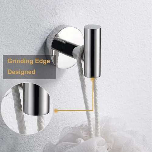 Miniatura 2 de Nolimas Gancho para toallas, cromo pulido SUS304, acero inoxidable, ropa de baño, armario, esponjas, gancho para bata, montaje en pared, redondo, 2