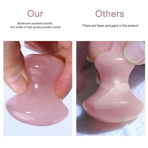 Miniatura 2 de ideayard Hongo Gua Sha 2pcs & Peine Masaje Cuarzo Rosa
