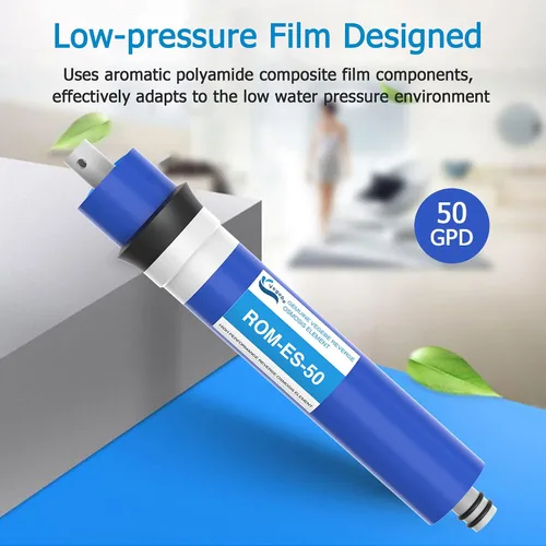 Miniatura 4 de Filtro de membrana de ósmosis inversa 50 GPD RO de 12 x 1.8 pulgadas, repuesto para debajo del fregadero, sistema purificador de filtración