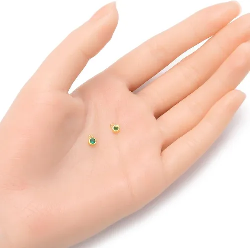 Miniatura 2 de Adabele Auténtico colgante de plata de ley chapada en oro amarillo de 18 quilates con circonia cúbica redonda pequeña de 4 mm y 6 mm, engastada