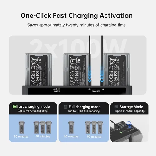 Miniatura 4 de LIMETA Hub de carga de batería inteligente Air 3s, carga rápida USB-C de 200 W para baterías de vuelo inteligente DJI Air 3 Series Plus Paralelo