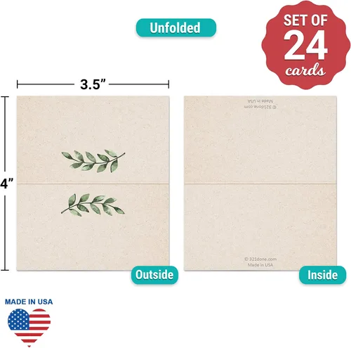 Miniatura 2 de 321Done Greenery - Tarjetas de lugar para colocar la mesa, juego de 24 tarjetas de nombre en blanco, tabla de asientos y tarjeta de posición