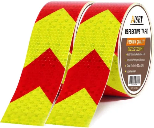 Miniatura 7 de AISEY Cinta de seguridad reflectante roja amarilla de 2 pulgadas x 30 pies, cinta prismática de panal de abeja para camiones, remolques, vehículos