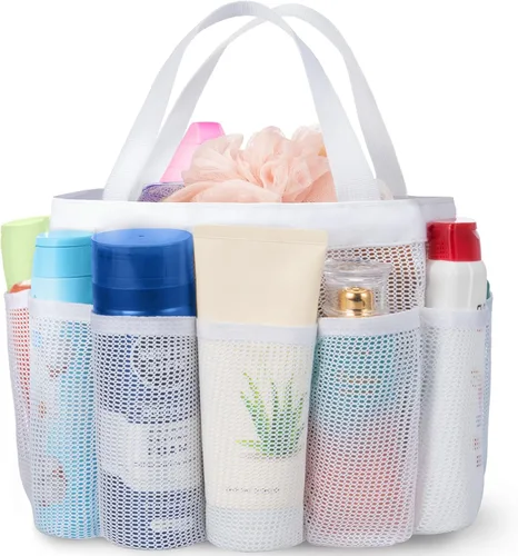 Miniatura 16 de Lifewit Organizador de ducha de malla portátil para dormitorio universitario con 7 bolsillos, cesta organizadora colgante independiente, bolsa