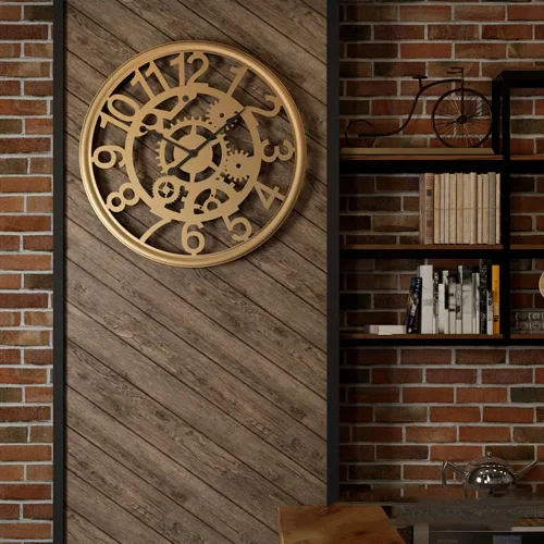 Reloj de pared retro hueco circular engranaje reloj de pared silencio creativo minimalista moda personalidad metal hierro artesanía bar restaurante