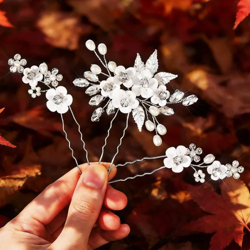 GORAIS Accesorios para el cabello de boda, horquillas para el cabello, perlas nupciales, piezas para el cabello para novias y mujeres