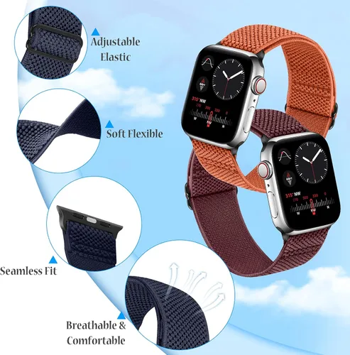 Miniatura 3 de Tiptops Paquete de 10 correas elásticas de reloj compatibles con Apple Watch de 1.496 pulgadas, 1.575 pulgadas, 1.614 pulgadas, 1.654 pulgadas