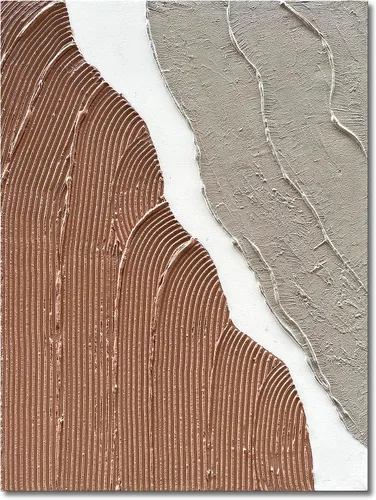 Limiyer Arte pintado a mano moderno arte abstracto pintura al óleo blanco y marrón textura gruesa lienzo arte pintura al óleo sala de estar
