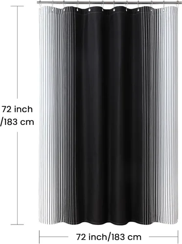 Miniatura 110 de Cortinas de Ducha Negras, Cortinas de Ducha de Poliéster Impermeable con Rayas Horizontales Degradadas en Blanco y Negro Modernas para Baño, 72x72