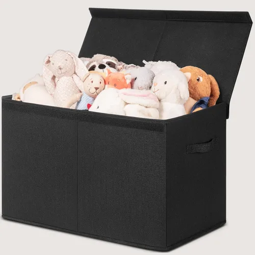 Miniatura 18 de INDRESSME Caja de juguetes de 25 x 13 x 16 pulgadas, organizador de almacenamiento de juguetes con tapa, plegable, resistente, contenedor